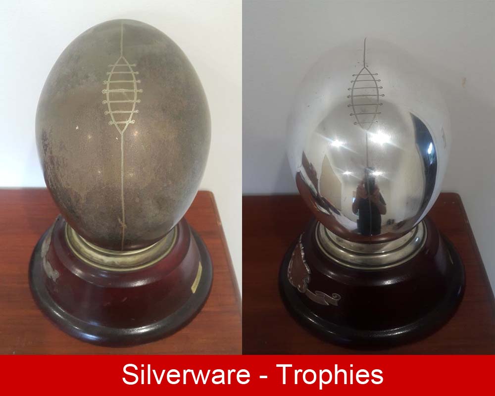 Rugby Trophy polished and protected with ProtectaClear to stop tarnishshing